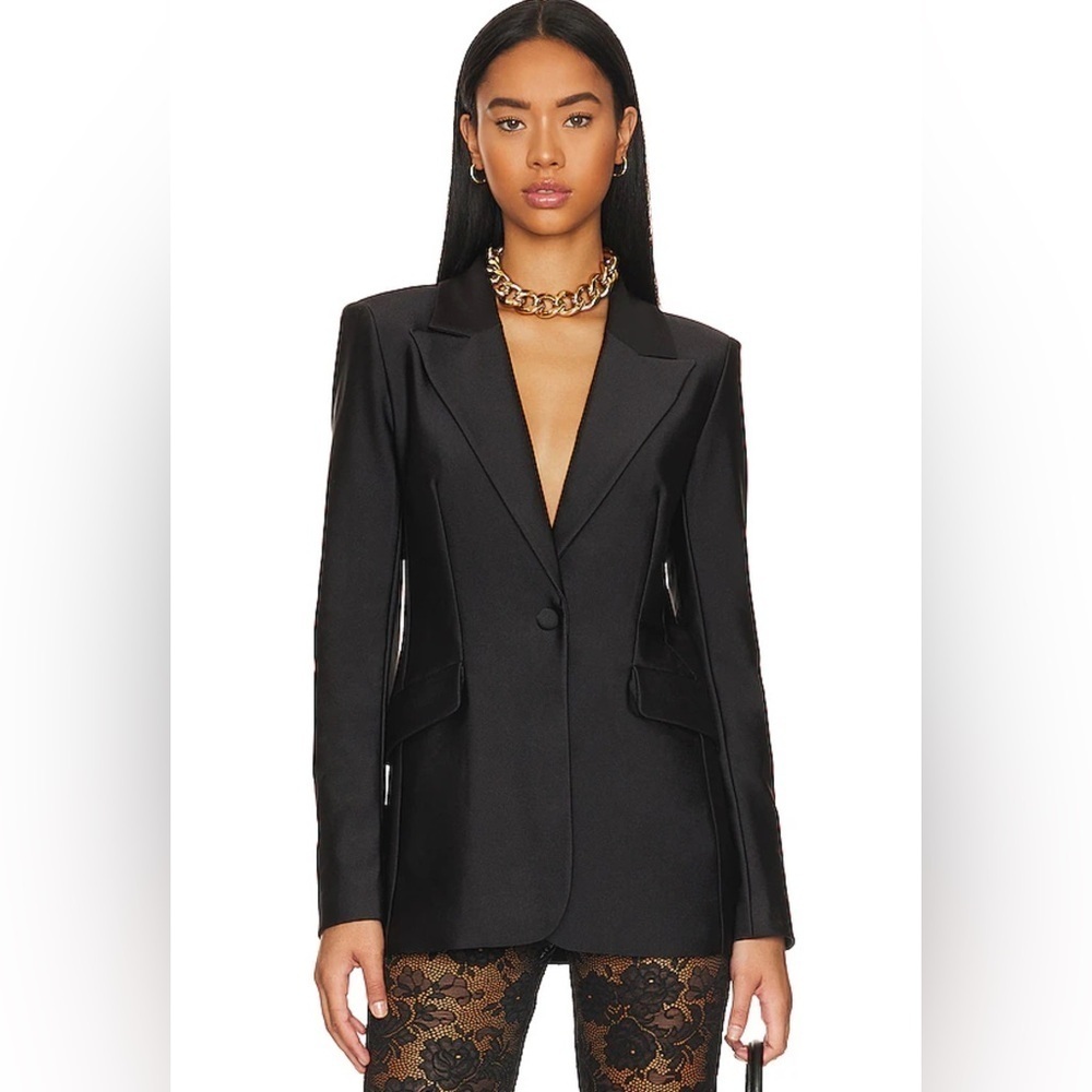 NWOT Good American Disco Sculpted Blazer in Black01 Size XL